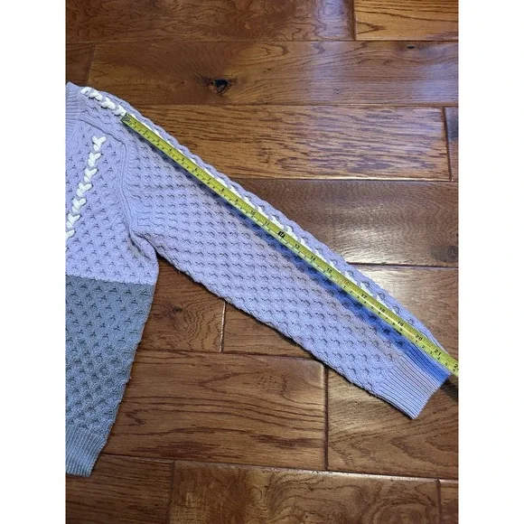 Club Monaco Purple Violet Lavender Color Block Sweater Pullover Size M 87% Wool - Picture 10 of 13